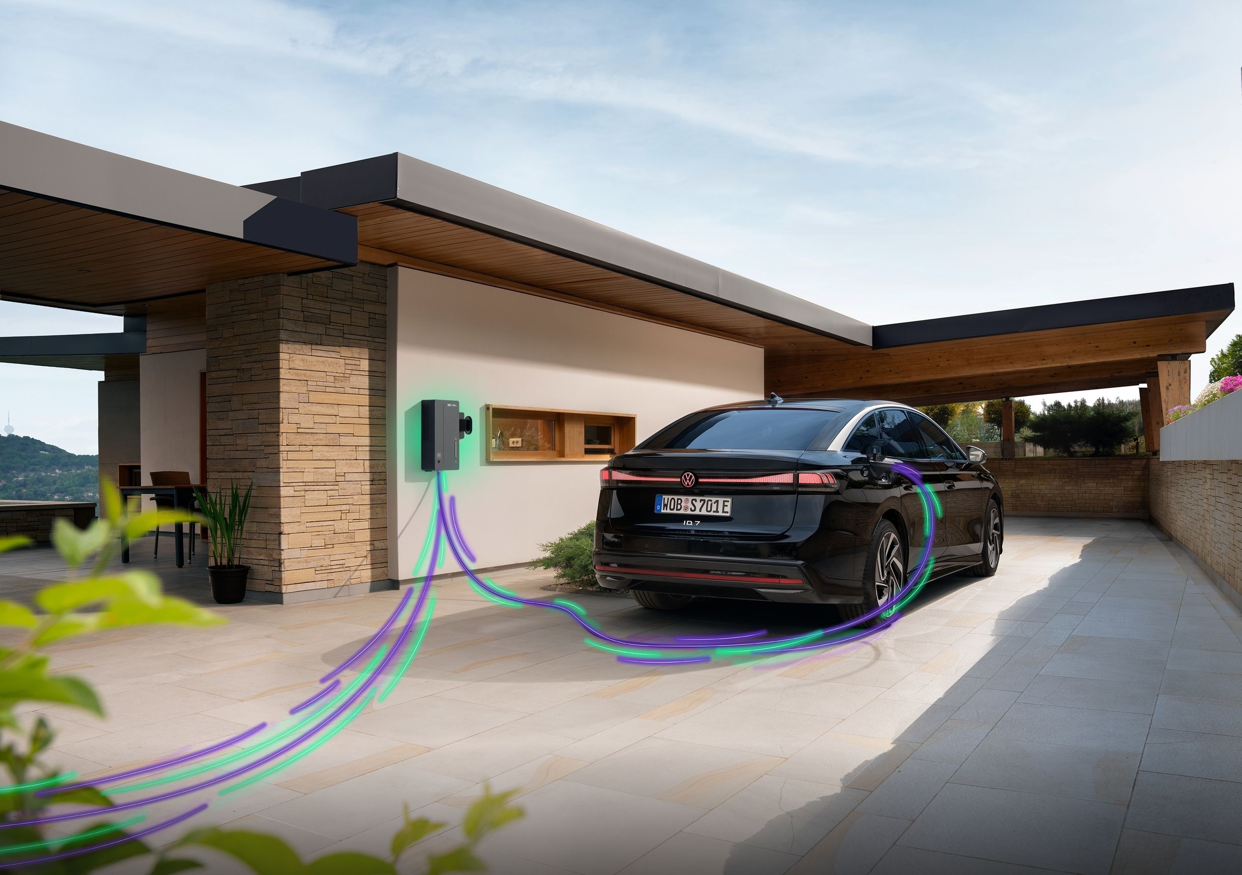 Elli Vehicle-to-Grid-Laden mit VW- oder Cupra-Fahrzeug am heimischen Elli Bidi Charger