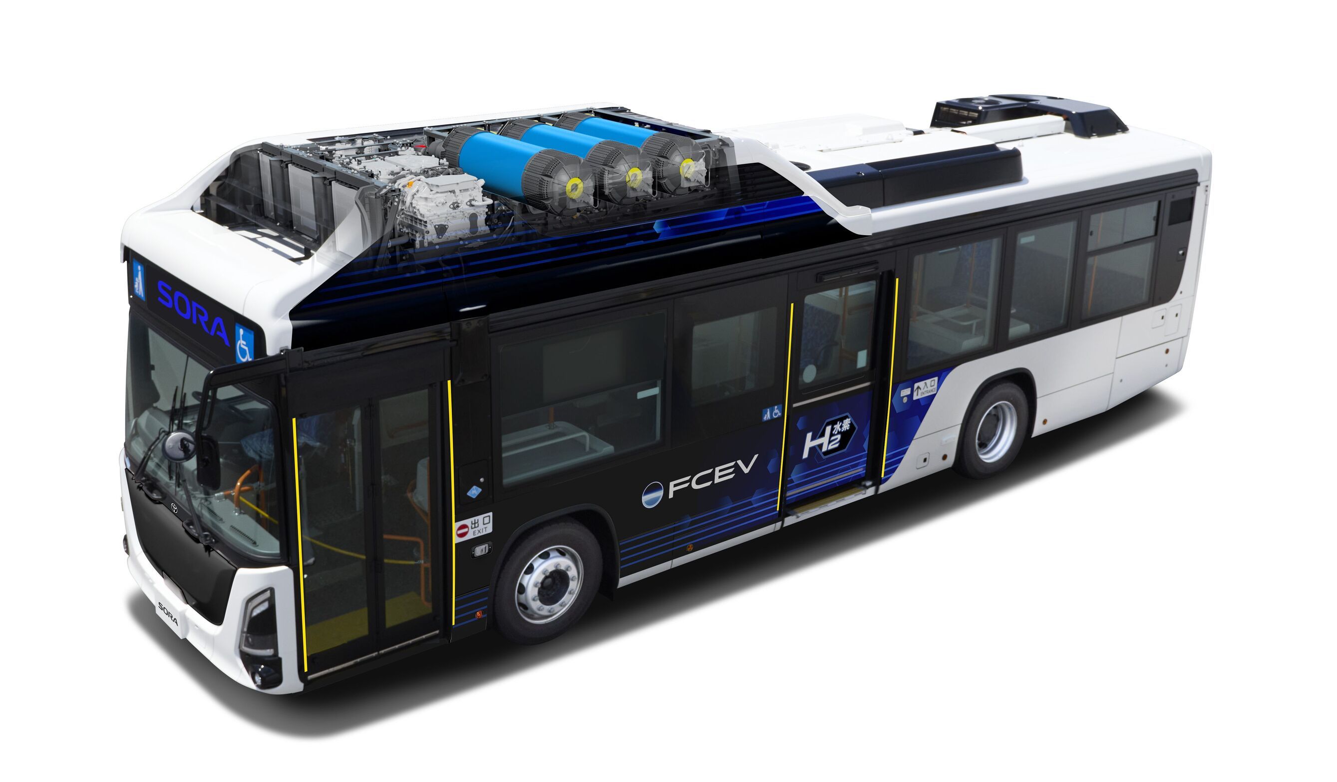 Toyota Sora als Brennstoffzellenbus im Linienverkehr